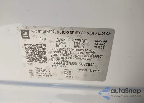 2020 Chevrolet Blazer Fwd 3Lt from USA, damaged, VIN 3GNKBDRS5LS632592